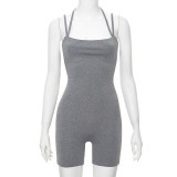 Sexy,low,cut,sleeveless,suspender,,neck,hanging,,slim,fit,,hip,lifting,jumpsuit,shorts