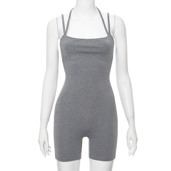 Sexy,low,cut,sleeveless,suspender,,neck,hanging,,slim,fit,,hip,lifting,jumpsuit,shorts