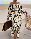 Casual Off Shoulder Split Holiday Dress Set of Two