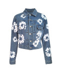 Trendy printed denim top jacket