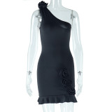 Sexy Slant Neck Sleeveless Open Backpack Hip Skirt