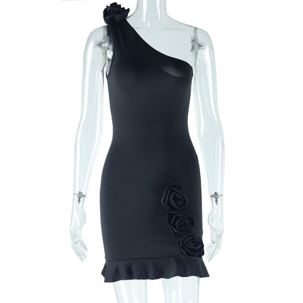 Sexy Slant Neck Sleeveless Open Backpack Hip Skirt