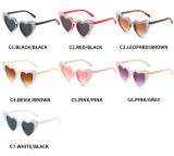 Large frame slanted heart studded pearl sunglasses