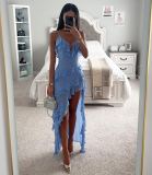 Sexy Strap Irregular Solid Color Dress
