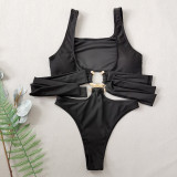 Chest metal buckle connected bikini