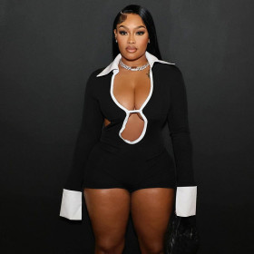 Women's backless hollow out jumpsuit soft and sexy jumpsuit shorts