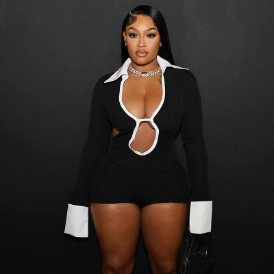 Women's backless hollow out jumpsuit soft and sexy jumpsuit shorts