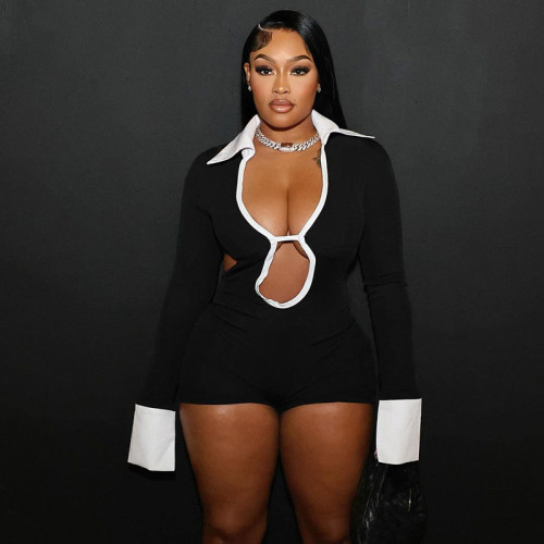 Women's backless hollow out jumpsuit soft and sexy jumpsuit shorts