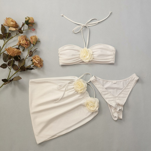 Beach resort style bikini three piece set