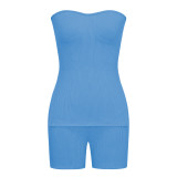 Knitted Pit Stripe Solid Color Fashion Casual Set
