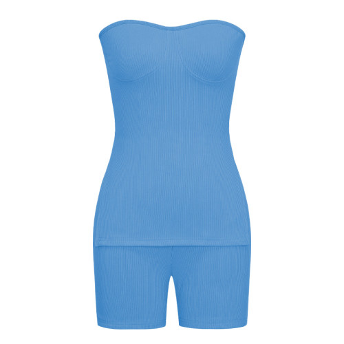 Knitted Pit Stripe Solid Color Fashion Casual Set