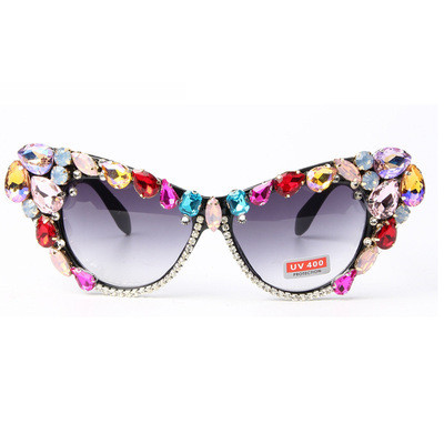 Colored rhinestone cat eye sunglasses
