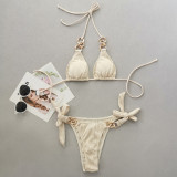 Wave cloth metal ring strap bikini