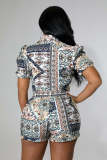 Digital printed round neck women's jumpsuit
