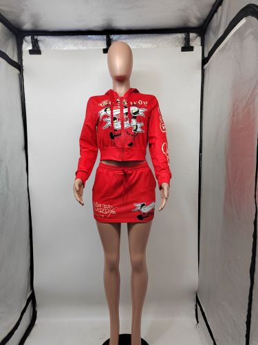 Women's Fashion Positioning Printed Short Skirt Set