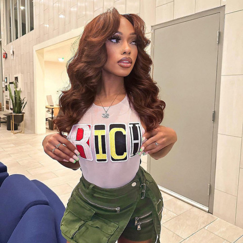 Personalized versatile spicy girl slim fit letter vest top