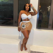 Mesh patchwork solid color lace bra with transparent swimsuit three piece set Mesh patchwork solid color lace bra with transparent swimsuit three piece set