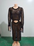 Hollow knit nightclub sexy dress beach skirt