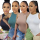 Solid color versatile tank top jumpsuit