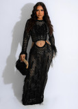 Hollow knit nightclub sexy dress beach skirt