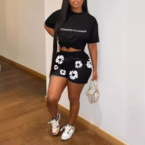 Leisure and trendy printed short sleeved set