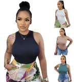Solid color versatile tank top jumpsuit