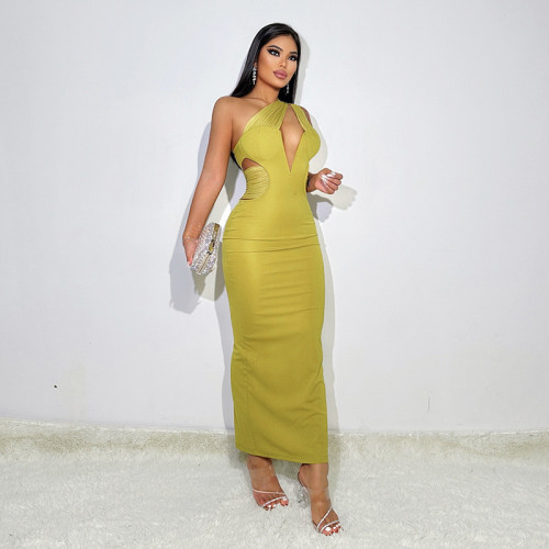 Mesh deep V-slit cardigan dress