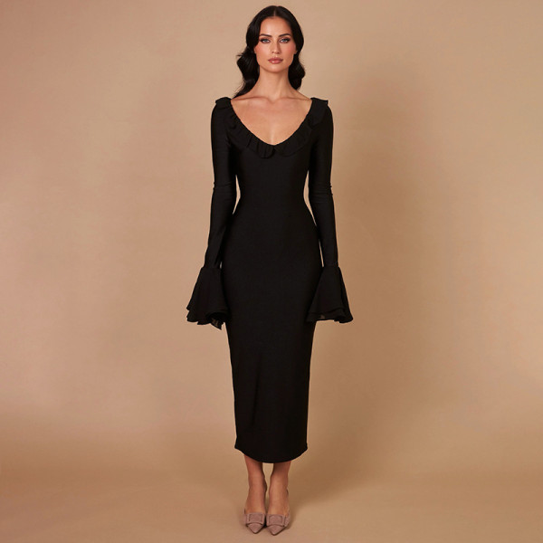 Flare sleeve dress