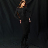 Round neck long sleeved dress