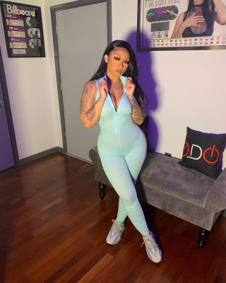 Zipper neck tight long leg pleated jumpsuit
