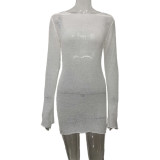 Knitted sexy large backless beach vacation dress