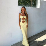 Solid color sexy knitted hollow out beach bikini swimsuit cover up