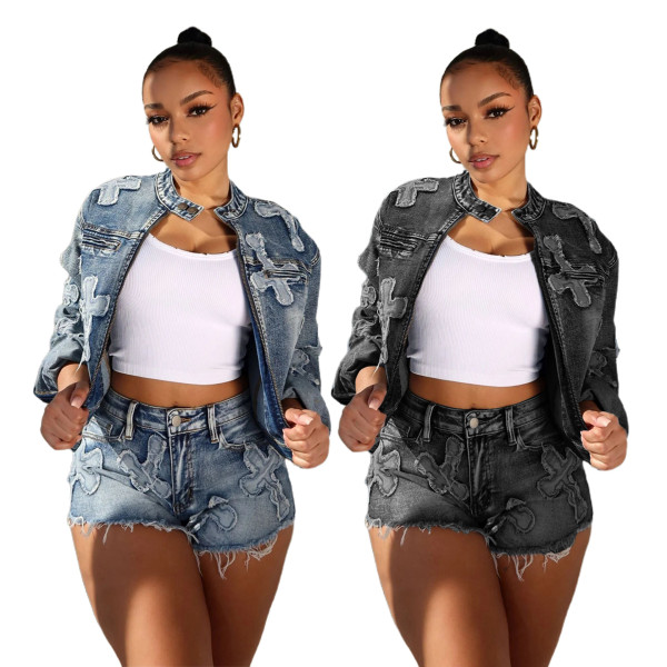 Embroidered Cross Shorts Elastic Set