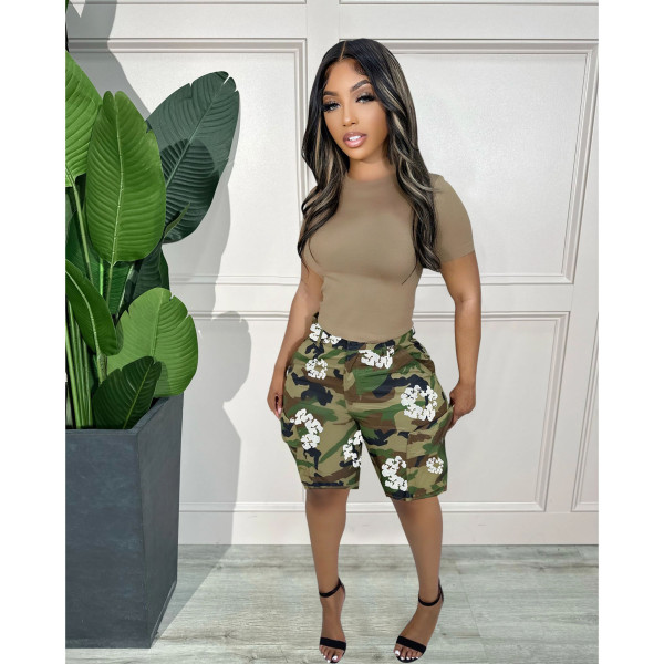 Leisure camouflage trend printed sports shorts