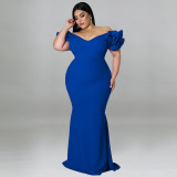 Sexy Lotus Leaf Sleeves Wrapped Hip Open Back Dress