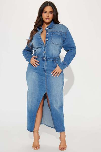 Women's long sleeved denim trench coat cardigan denim cape dress