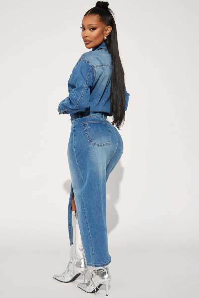 Women's long sleeved denim trench coat cardigan denim cape dress