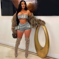 Elastic strapless belt set