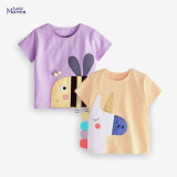 Cartoon Top Pure Cotton Round Neck Sweat-absorbing Girl's T-shirt