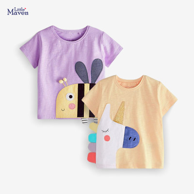Cartoon Top Pure Cotton Round Neck Sweat-absorbing Girl's T-shirt