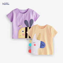 Cartoon Top Pure Cotton Round Neck Sweat-absorbing Girl's T-shirt Cartoon Top Pure Cotton Round Neck Sweat-absorbing Girl's T-shirt