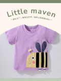 Cartoon Top Pure Cotton Round Neck Sweat-absorbing Girl's T-shirt