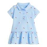 Short sleeved children's clothing dress knitted girl's POLO skirt