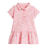 Short sleeved children's clothing dress knitted girl's POLO skirt