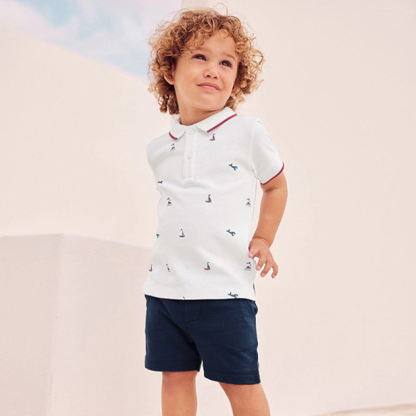 Small and medium-sized children's POLO shirt and shorts two-piece set with short sleeves
