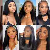 Human Hair Ice Silk Hair Band Women's Long Straight Hair Human Hair Headband