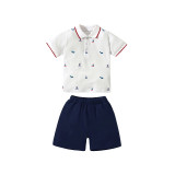 Small and medium-sized children's POLO shirt and shorts two-piece set with short sleeves