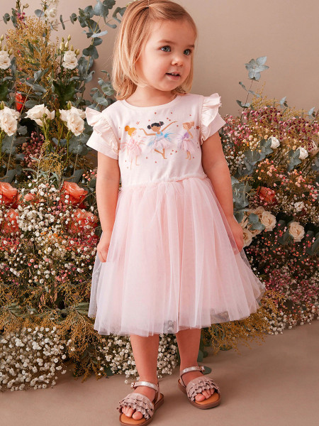 Girls' skirt short sleeved pure cotton children's dress