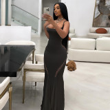 Sexy low neckline slim fit wrap buttocks strap hollow out dress