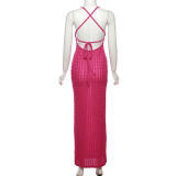 Sexy Hanging Neck Open Back Midi  Dress K23D26525